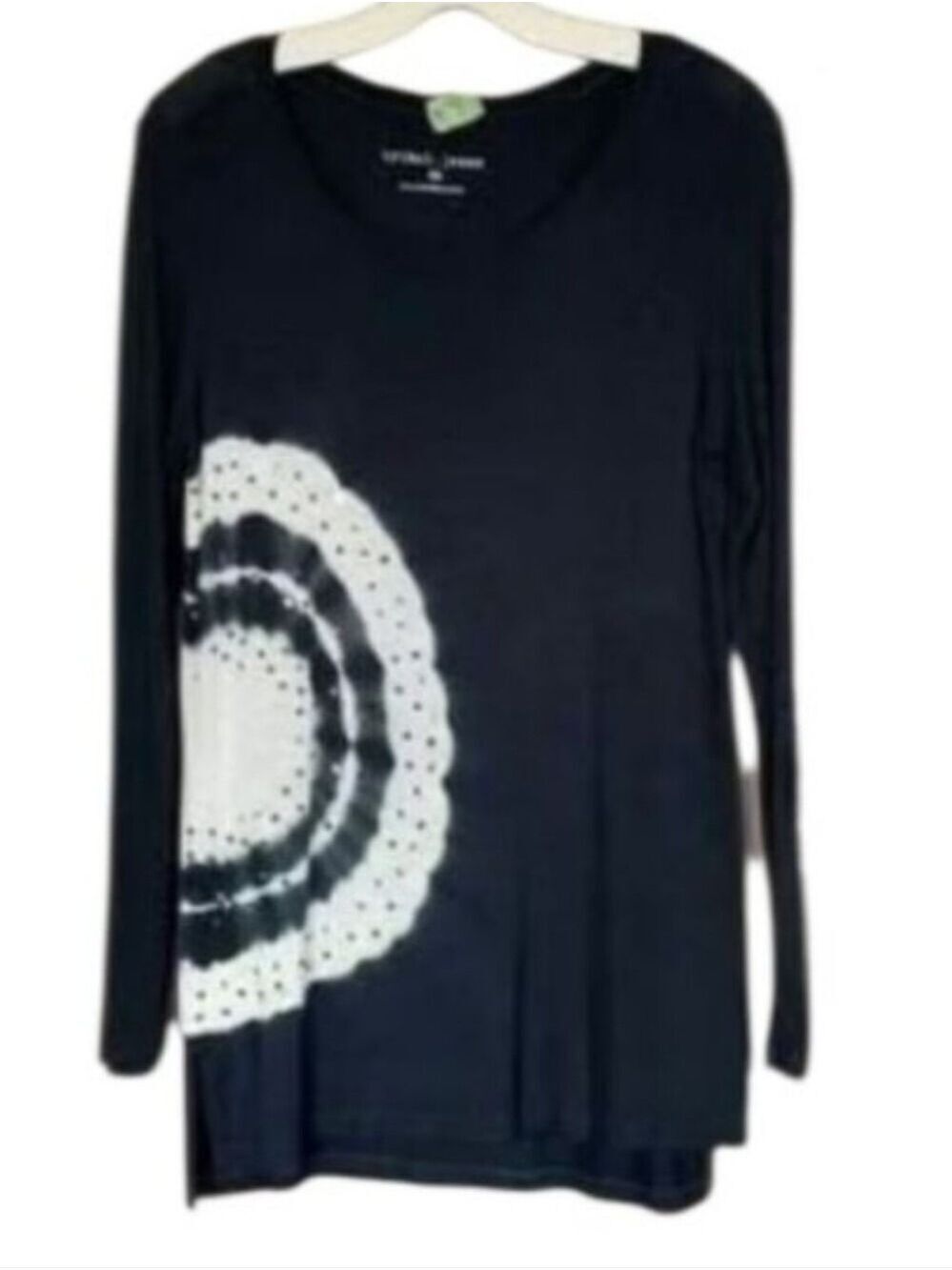 TRIBAL Long Sleeve Black Top Size Large